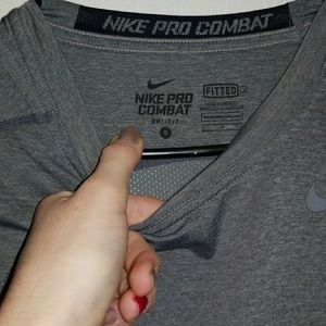 Gray Small Nike Combat Pro Dri Fit Mens Active Top